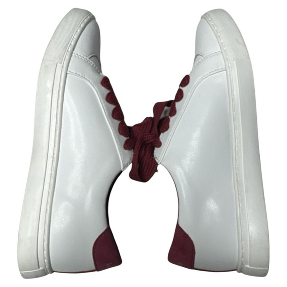 Kate Spade Fez White Leather Burgundy Sneakers Sz:6 - Picture 10 of 14